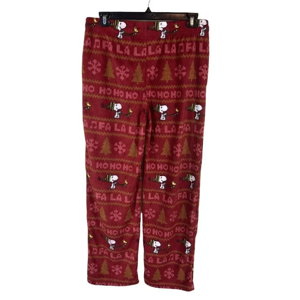 Peanuts Holiday Snoopy Pajama ￼Fleece Pants Men’s Size Large